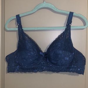 Blue lace bra
